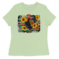 Matcha western rooster coop animals sunflowers cowhide serape wooden Ladies Tee - Artiststas