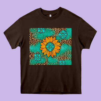 Sunflower Gemstone Leopard Heavy Core Tee Designed By Artiststas