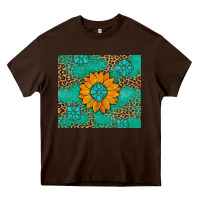 Chocolate Brown Sunflower Gemstone Leopard Heavy Core Tee - Artiststas