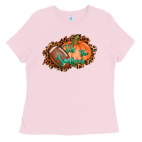 Bubblegum Pink tis the season football pumpkin Ladies Tee - AdoDesignShop
