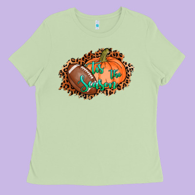 Tis The Season Football Pumpkin Ladies Tee Designed By Adodesignshop