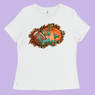 Tis The Season Football Pumpkin Ladies Tee Designed By Adodesignshop