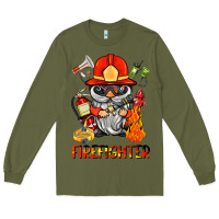 Army Green firefighter gnome Long Sleeve Tee - BarkalooDesign