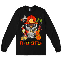 Black firefighter gnome Long Sleeve Tee - BarkalooDesign
