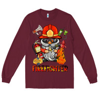Burgundy firefighter gnome Long Sleeve Tee - BarkalooDesign