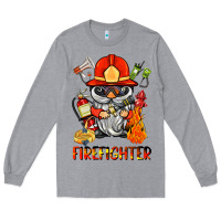 Heather Grey firefighter gnome Long Sleeve Tee - BarkalooDesign