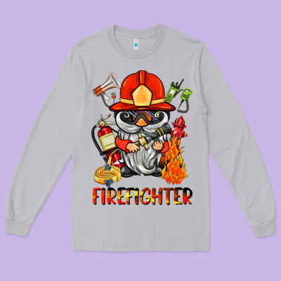 Firefighter Gnome Long Sleeve Tee Designed By Barkaloodesign