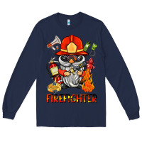 Navy firefighter gnome Long Sleeve Tee - BarkalooDesign