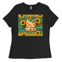 Black western farm chicken coop animals sunflowers leopard turquoise wooden Ladies Tee - Artiststas