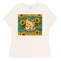 Bone western farm chicken coop animals sunflowers leopard turquoise wooden Ladies Tee - Artiststas