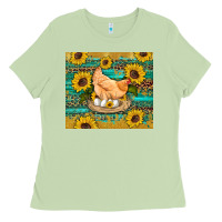 Matcha western farm chicken coop animals sunflowers leopard turquoise wooden Ladies Tee - Artiststas