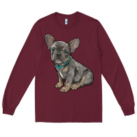Burgundy french bulldog Long Sleeve Tee - RanaPortraitStore