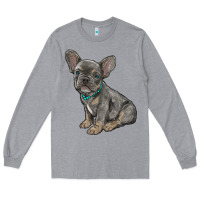 Heather Grey french bulldog Long Sleeve Tee - RanaPortraitStore