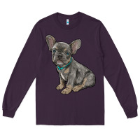 Plum french bulldog Long Sleeve Tee - RanaPortraitStore