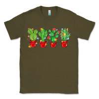 Army Green Christmas Cactuses Classic Tee - MaliasSmallBusiness