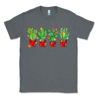 Charcoal Heather Christmas Cactuses Classic Tee - MaliasSmallBusiness