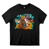 Black horse with sunflowers Heavy Core Tee - Artiststas