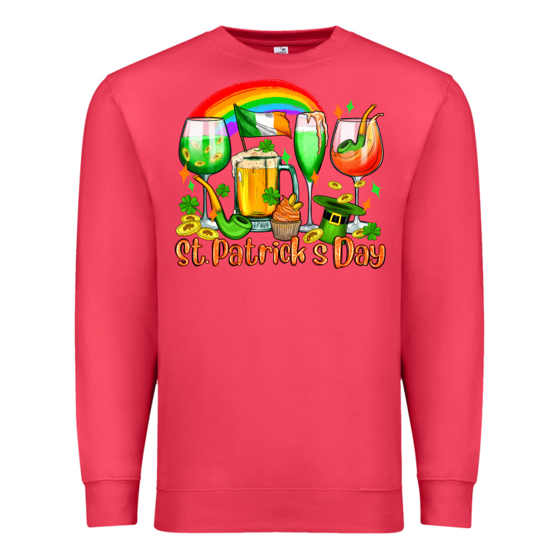 St. Patrick's Wine Glasses Premium Sweatshirt by OliviaCreatesArt | Teevron