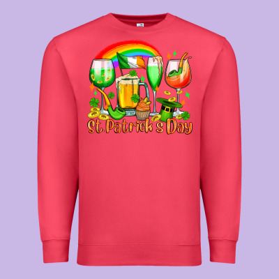 St. Patrick's Wine Glasses Premium Sweatshirt Designed By Oliviacreatesart