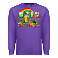 Purple St. Patrick's wine glasses Premium Sweatshirt - OliviaCreatesArt