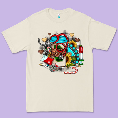 Christmas Sunflower Gemstone Nurse Premium Tee Designed By Jahusdesignshop