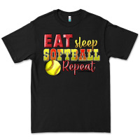 Black Eat Sleep Softball Repeat Premium Tee - LillyAllenDesigns
