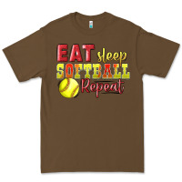 Cacao Eat Sleep Softball Repeat Premium Tee - LillyAllenDesigns