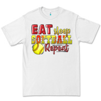 White Eat Sleep Softball Repeat Premium Tee - LillyAllenDesigns