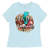 Baby Blue tis the season football helmet Ladies Tee - AdoDesignShop