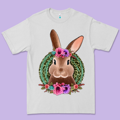 Western Leopard And Flowers Easter Bunny Premium Tee Designed By Jasminsmagicworld