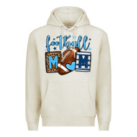 Oatmeal Heather Football mom blue team color  mother's day Premium Hoodie - HowdyJamesFarm