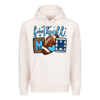 Pale Pink Football mom blue team color  mother's day Premium Hoodie - HowdyJamesFarm