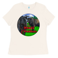 Bone Black Angus Cattle and Bull Merry Christmas Ladies Tee - RanaPortraitStore