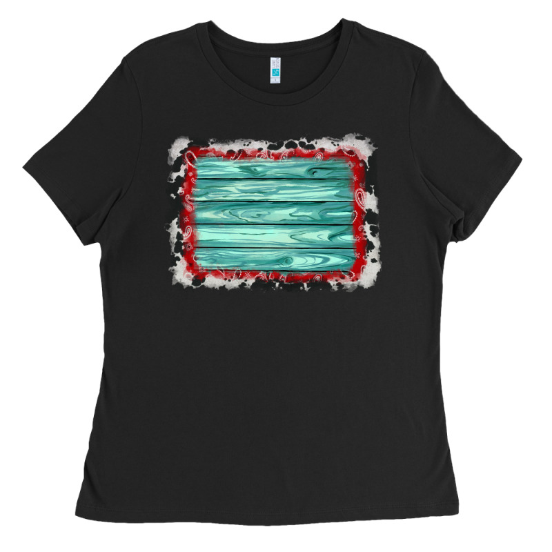 Cowhide Bandana Wood Background Ladies Tee by AdoDesignShop | Teevron