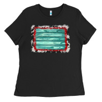 Black cowhide bandana wood background Ladies Tee - AdoDesignShop