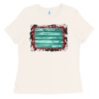 Bone cowhide bandana wood background Ladies Tee - AdoDesignShop