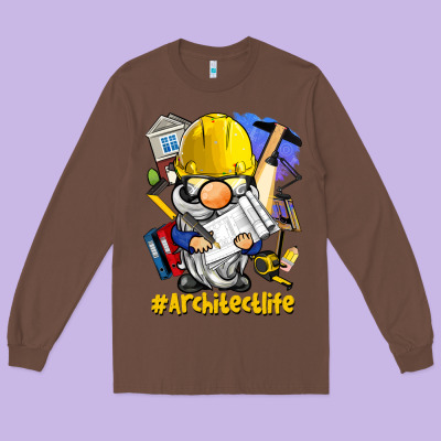 Architect Life Gnome Long Sleeve Tee Designed By Barkaloodesign