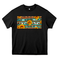 Black aztec sunflower cowhide license plate Heavy Core Tee - Artiststas