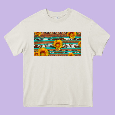 Aztec Sunflower Cowhide License Plate Heavy Core Tee Designed By Artiststas