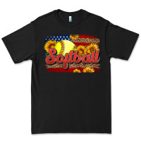 Black Western American Flag Softball Premium Tee - LillyAllenDesigns