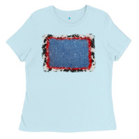 Baby Blue cowhide bandana denim background Ladies Tee - AdoDesignShop