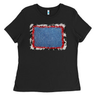 Black cowhide bandana denim background Ladies Tee - AdoDesignShop