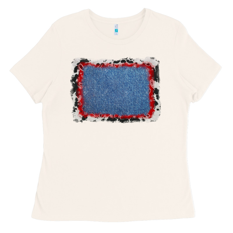 Cowhide Bandana Denim Background Ladies Tee by AdoDesignShop | Teevron