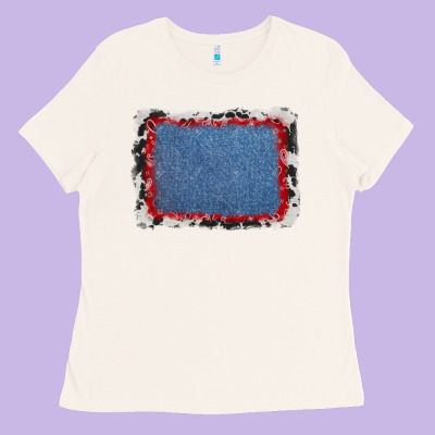 Cowhide Bandana Denim Background Ladies Tee Designed By Adodesignshop