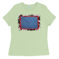Matcha cowhide bandana denim background Ladies Tee - AdoDesignShop