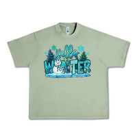 Oil Green hello winter snowman Urban Heavy Tee - MaliasSmallBusiness
