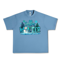 Pebble Blue hello winter snowman Urban Heavy Tee - MaliasSmallBusiness
