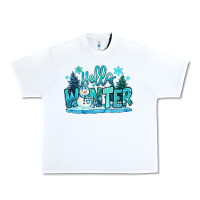White hello winter snowman Urban Heavy Tee - MaliasSmallBusiness