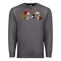 Charcoal Heather Xoxo Valentine skulls Valentine's Day Premium Sweatshirt - FaDigitalArtStudio