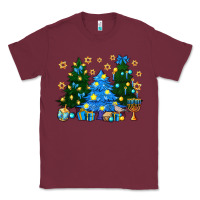 Burgundy Hannukah Christmas trees Classic Tee - NancyCooperArtShop